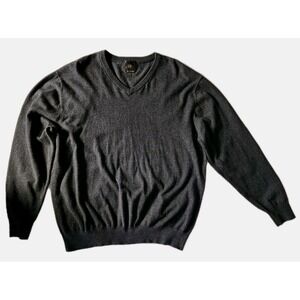 FX Fusion Men's XL Cashmere/Cotton V-Neck Charcoal Sweater Modern Designer EUC